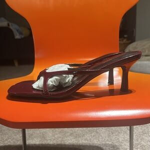 Burgundy Crinkle Patent Kitten Heels